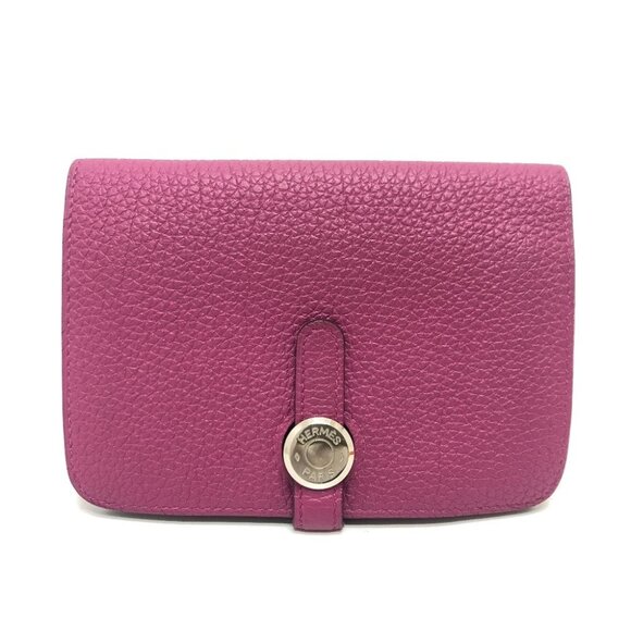 HERMES Dogon Compact Folding Wallet Taurillon Clemence (Estimated) Rose purple - Picture 1 of 11